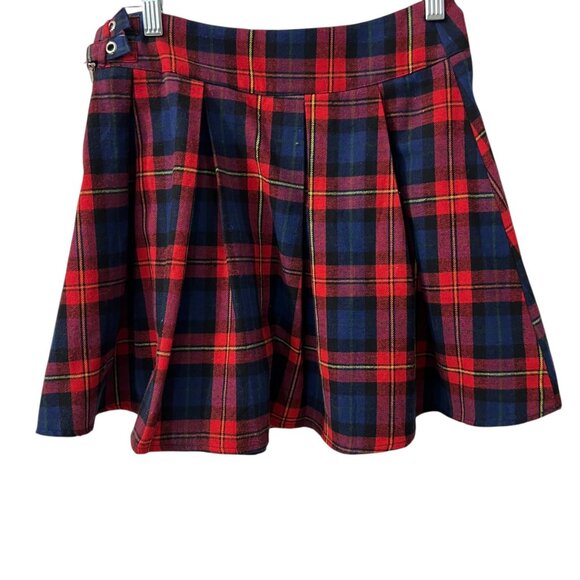 Superdown  Plaid Evy Pleated Buckle Grunge Whimsigoth Skirt‎ Small - Picture 3 of 8